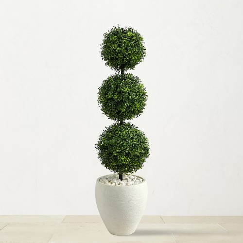 3.5' Faux Triple Ball Boxwood Topiary | Williams-Sonoma