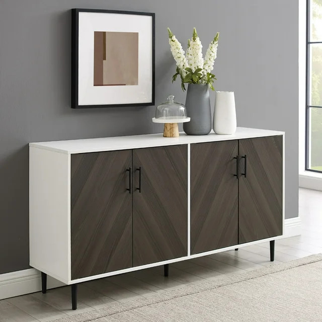 Bellamy Studios Margot Mid-Century Bookmatch Dual Cabinet Buffet, Ash Brown | Walmart (US)