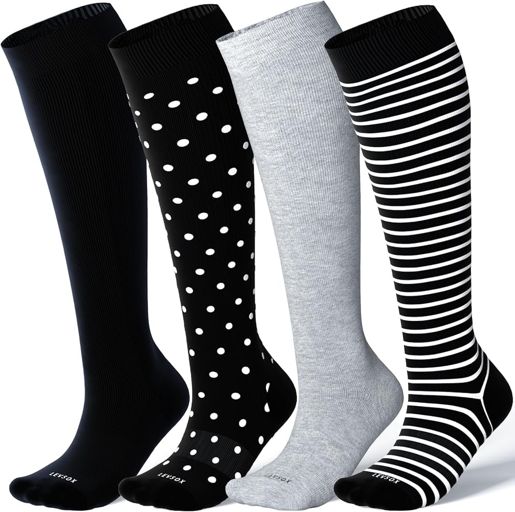 LEVSOX Viscose Made from Bamboo Compression Socks for Pregnant Women 20-30 mmHg Knee High Cute Me... | Amazon (US)