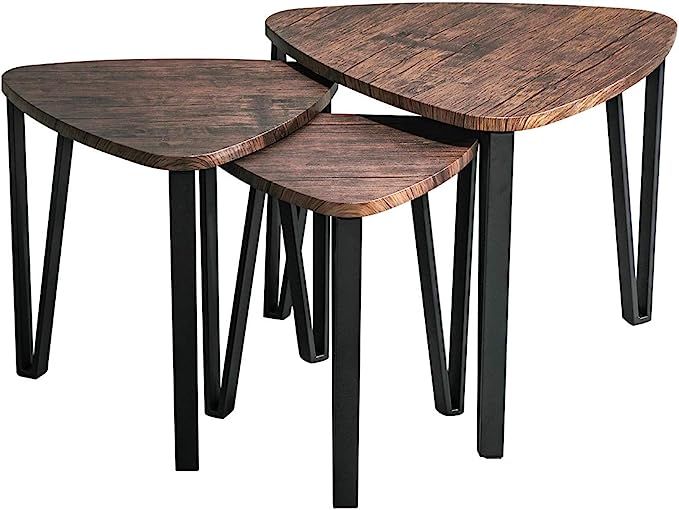 Industrial Nesting-Tables Living Room Coffee Table Sets of 3 Stacking End Side Tables Nightstands... | Amazon (US)