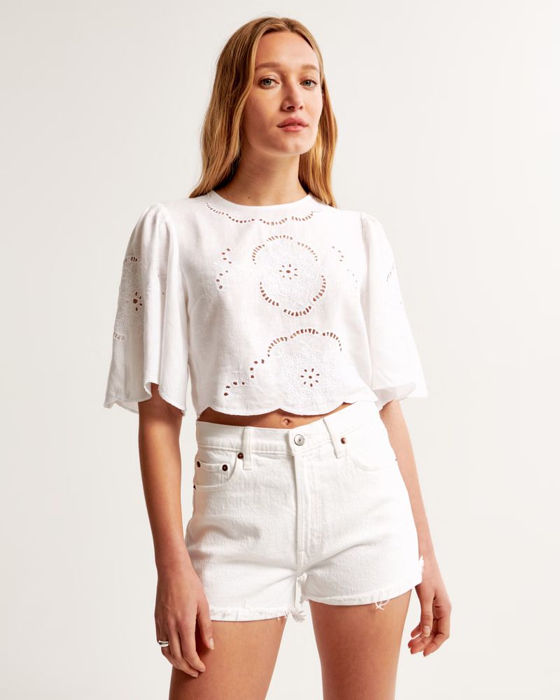 Angel Sleeve Embroidered Tee | Abercrombie & Fitch (US)