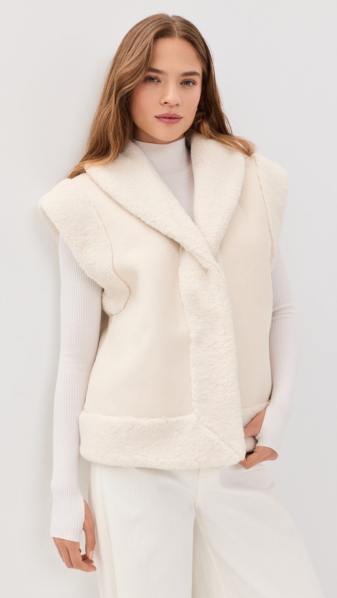 Splendid Splendid x Cellajaneblog Faux Leather Fur Vest Porcelain S | Shopbop
