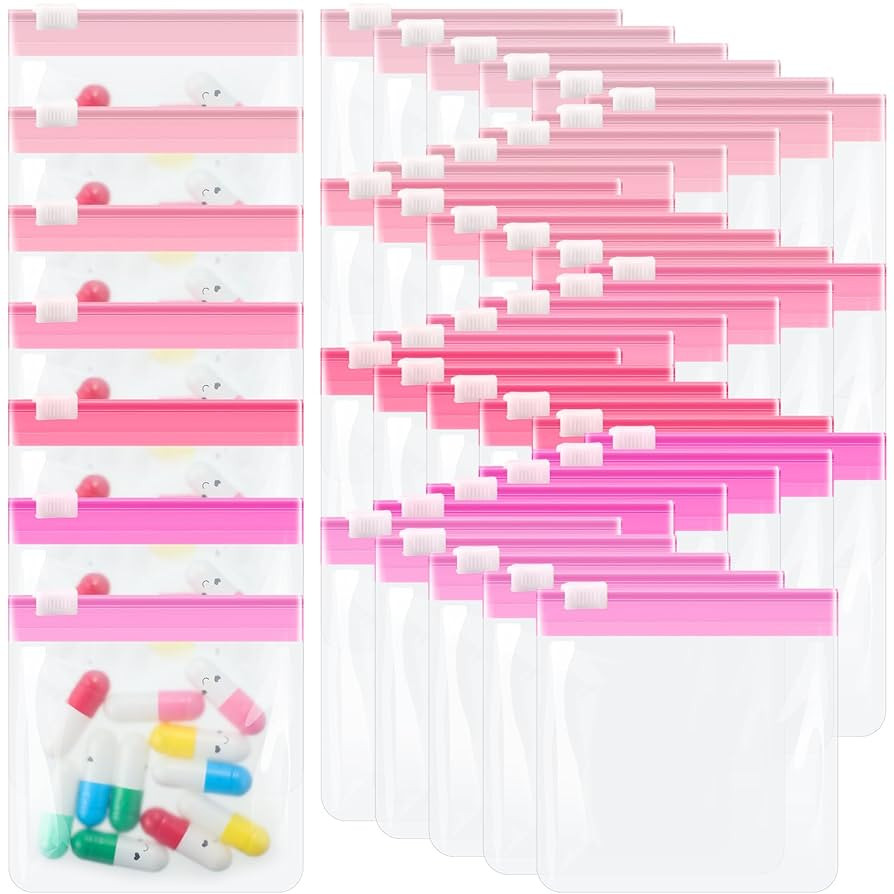 Sherr 35 Pcs Pill Pouch Bags Zippered Pill Pouch Set Reusable Translucent Medicine Organizer Self... | Amazon (US)