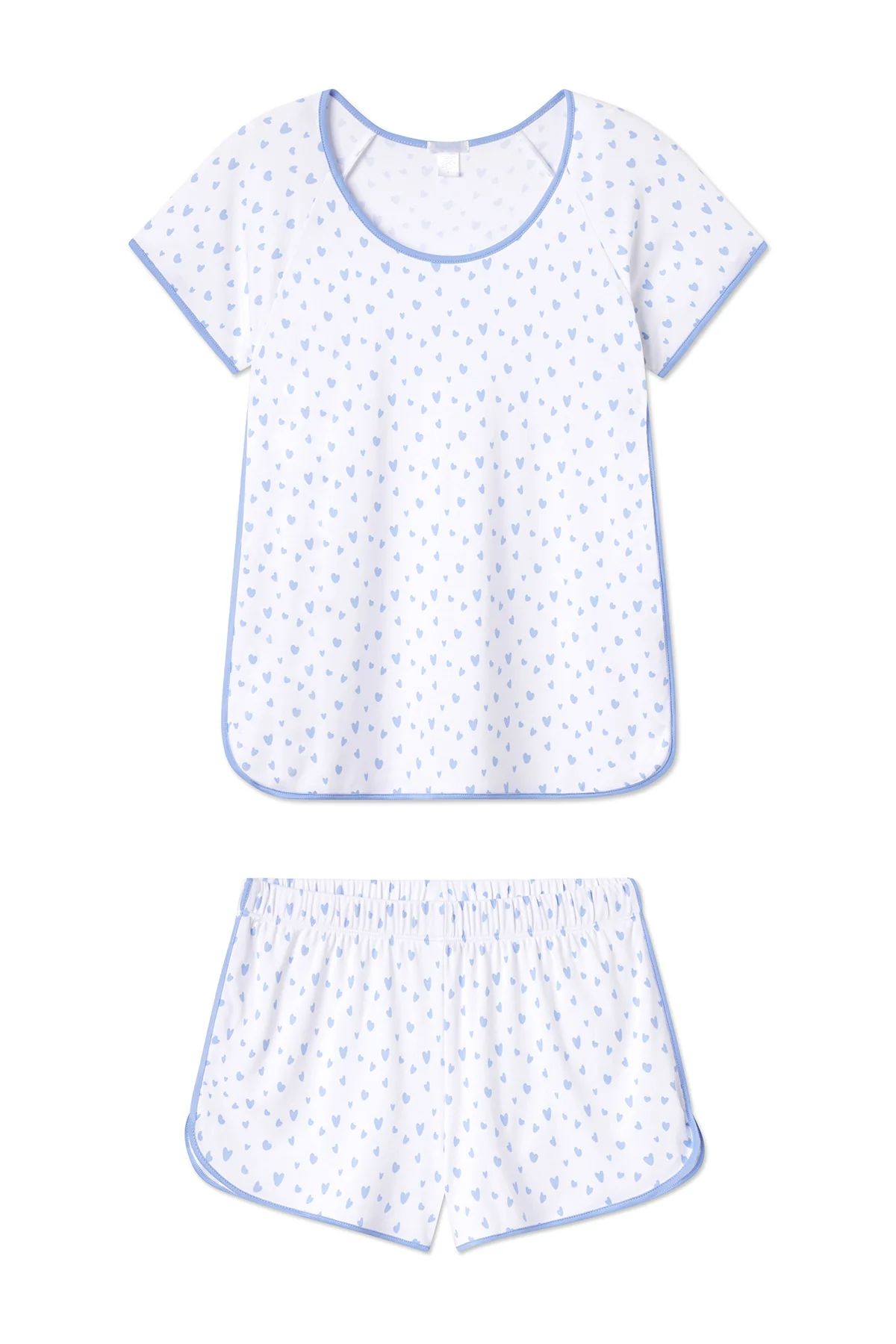 Pima Shorts Set in Hydrangea Mini Heart | Lake Pajamas
