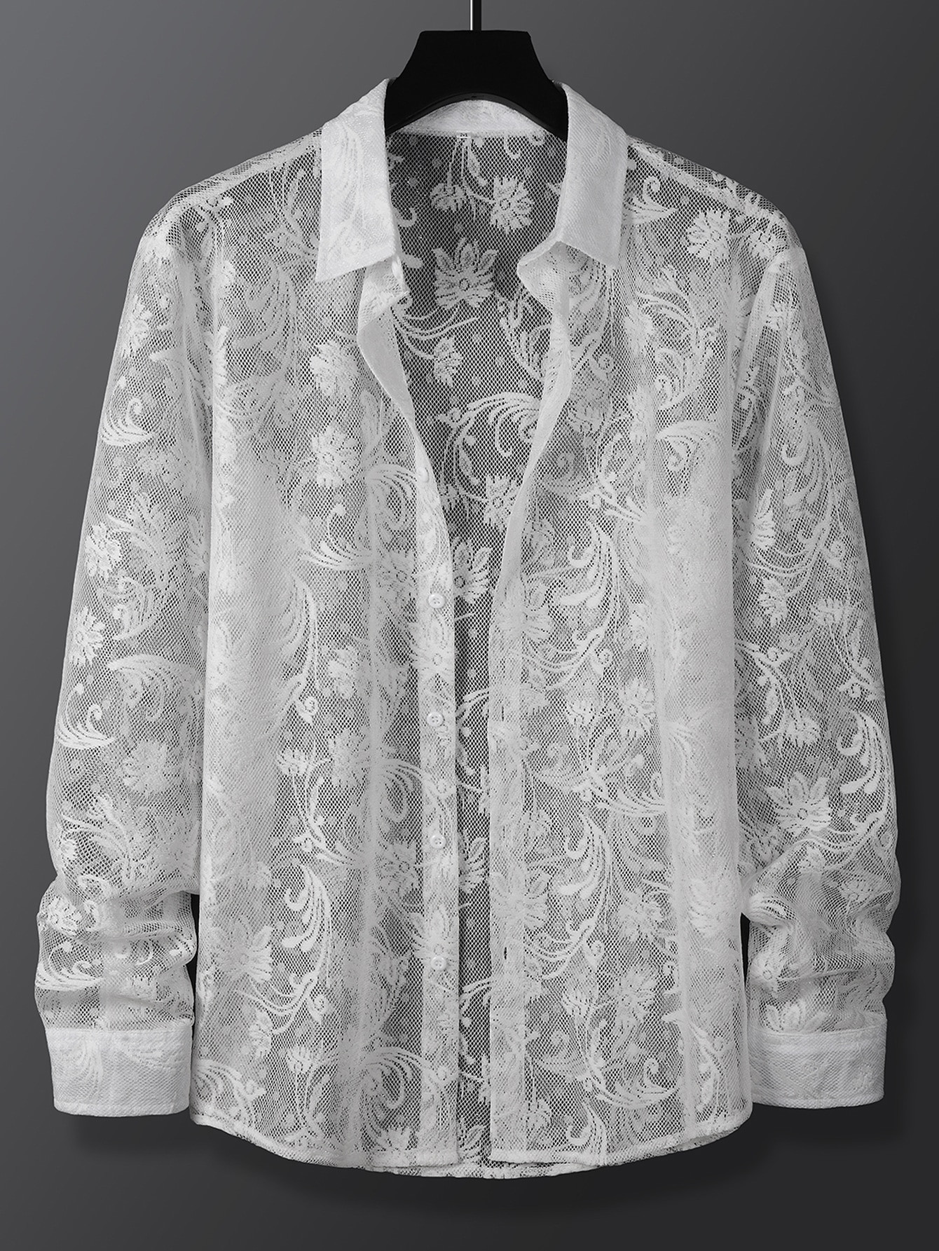 Manfinity Fever City Men Embroidery Mesh Button Up Shirt | SHEIN