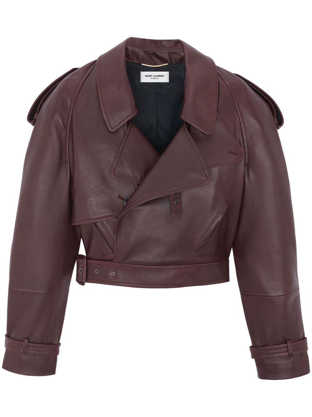 Saint Laurent Cropped Leather Jacket - Farfetch | Farfetch Global