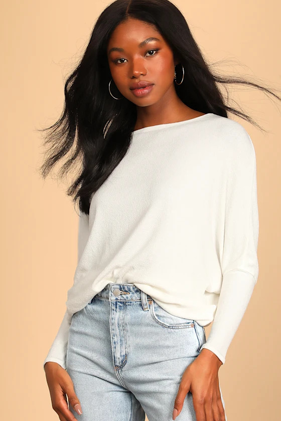 Verla Ivory Dolman Sleeve Sweater Top | Lulus