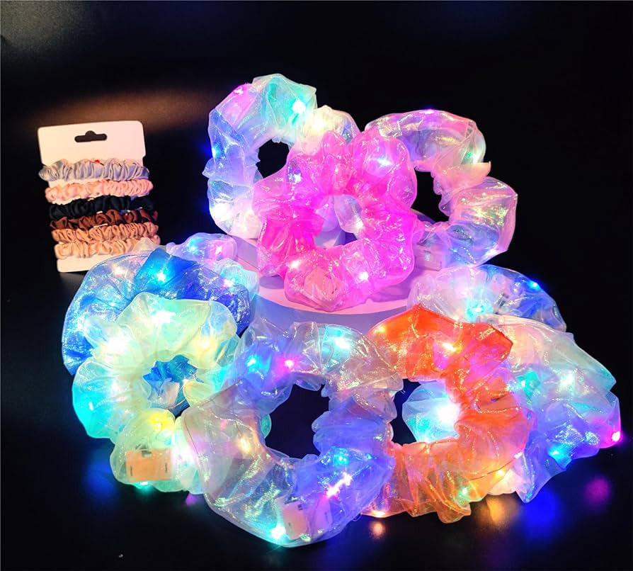 10Pcs Light Up Scrunchies Valentine's Day Party Favor, Gifts for Girls LED Scrunchy Hair Ties for... | Amazon (US)