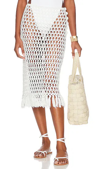 Misty Crochet Midi Skirt in White | Revolve Clothing (Global)