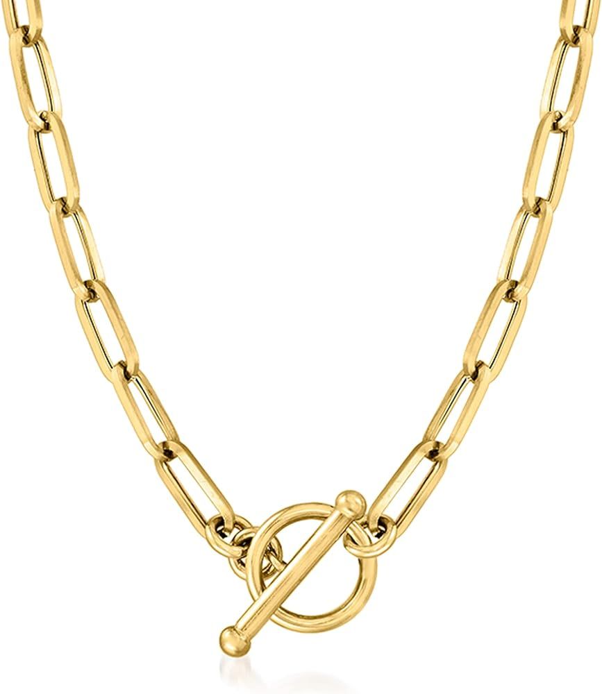 RS Pure by Ross-Simons Italian 14kt Yellow Gold Paper Clip Link Toggle Necklace | Amazon (US)