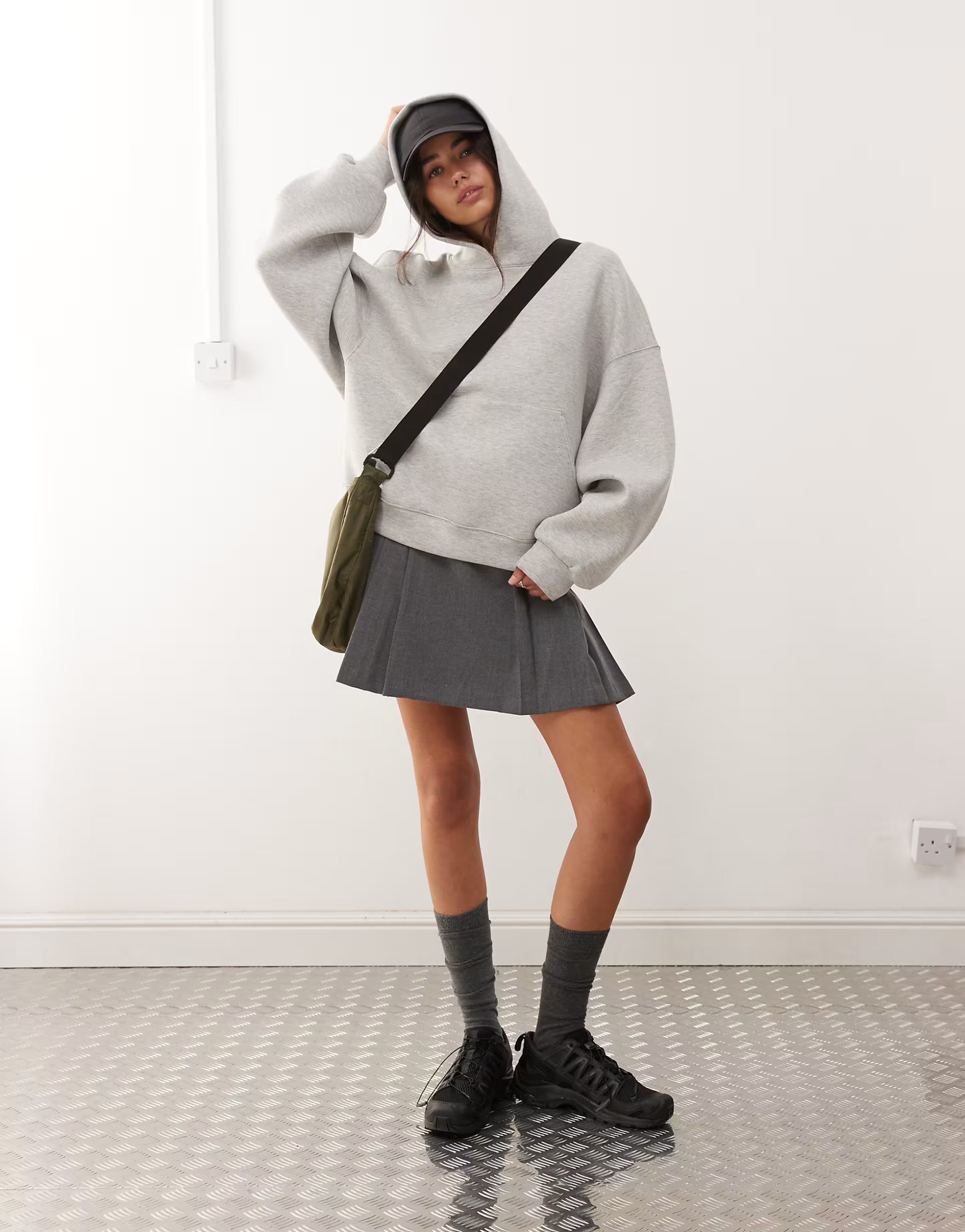 Weekday  oversized hoodie in grey melange in scuba-style fabric | ASOS (Global)