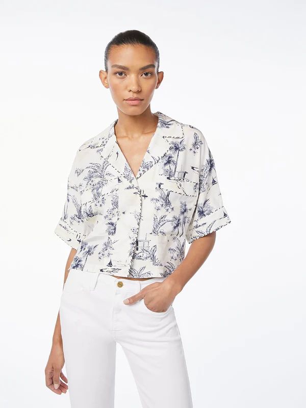 Silk Mixed Toile Hawaiian Shirt -- Navy Multi | Frame Denim