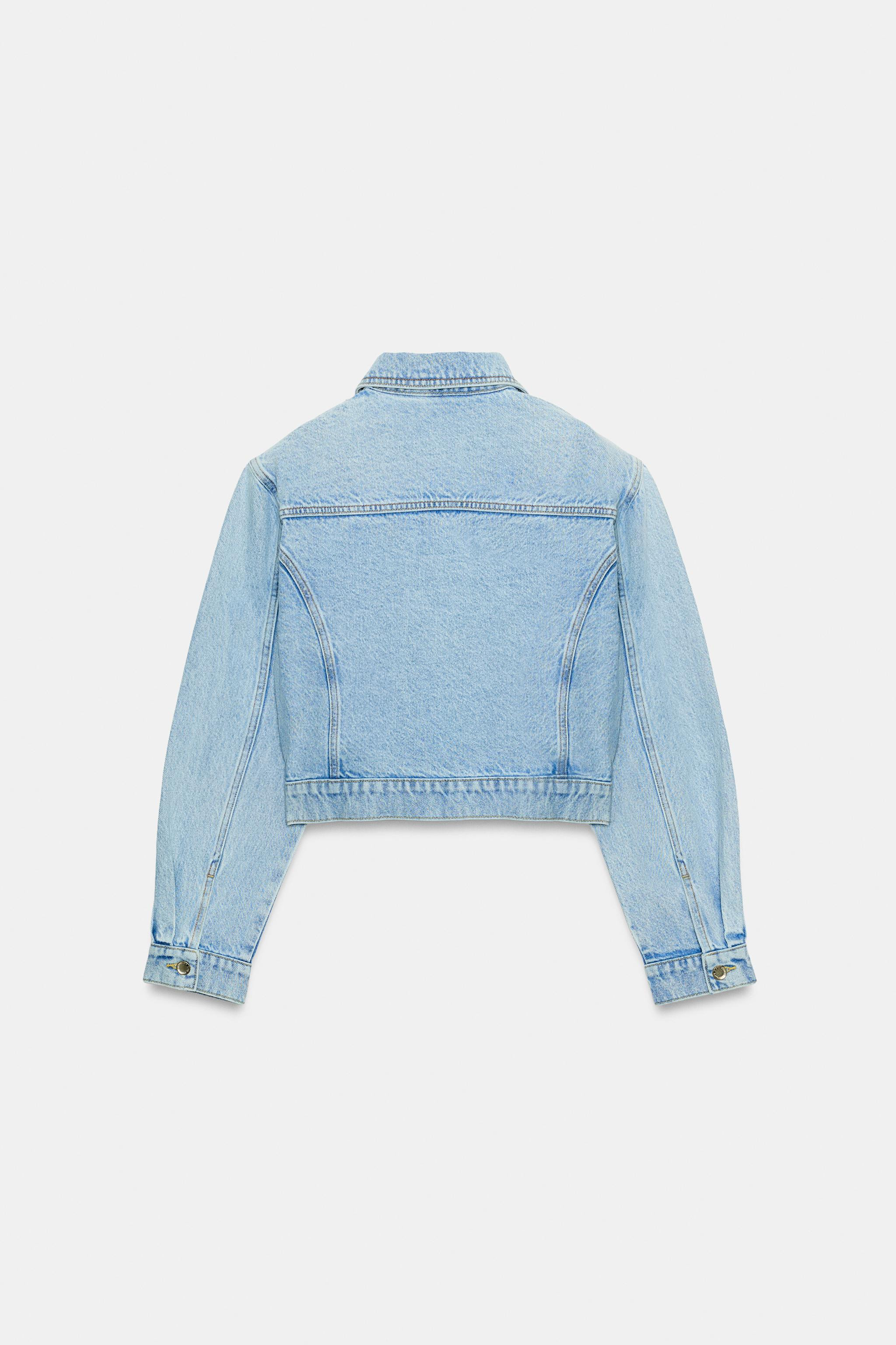 Z1975 CROPPED DENIM JACKET WITH SHOULDER PADS | Zara US