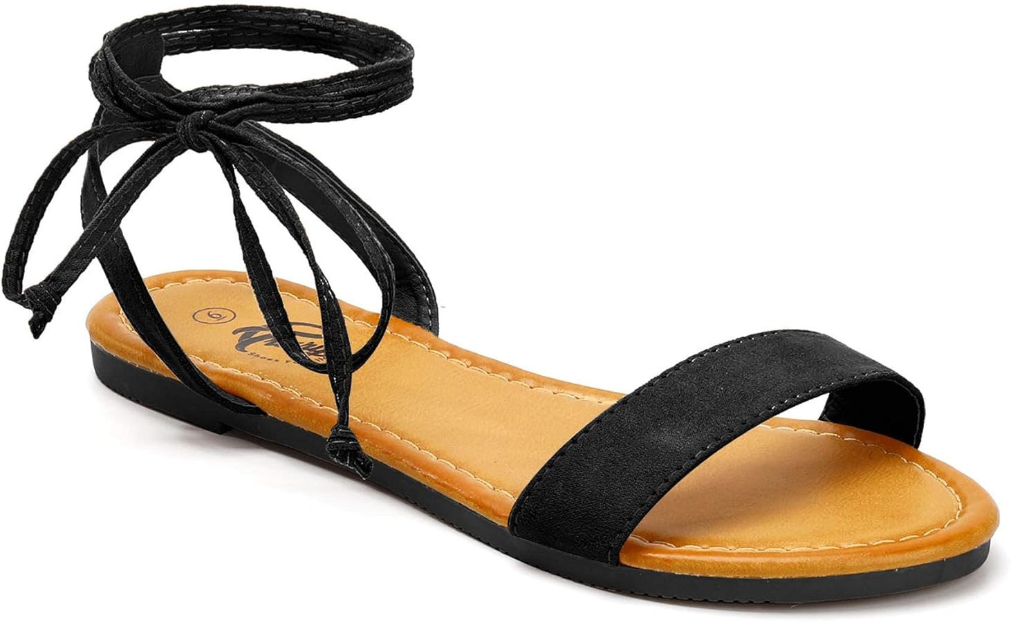 Trary Women's Lace Up Open Toe Strappy Sandals, Ankle Wrap Flat Dressy Tie Up Summer Footwear | Amazon (US)