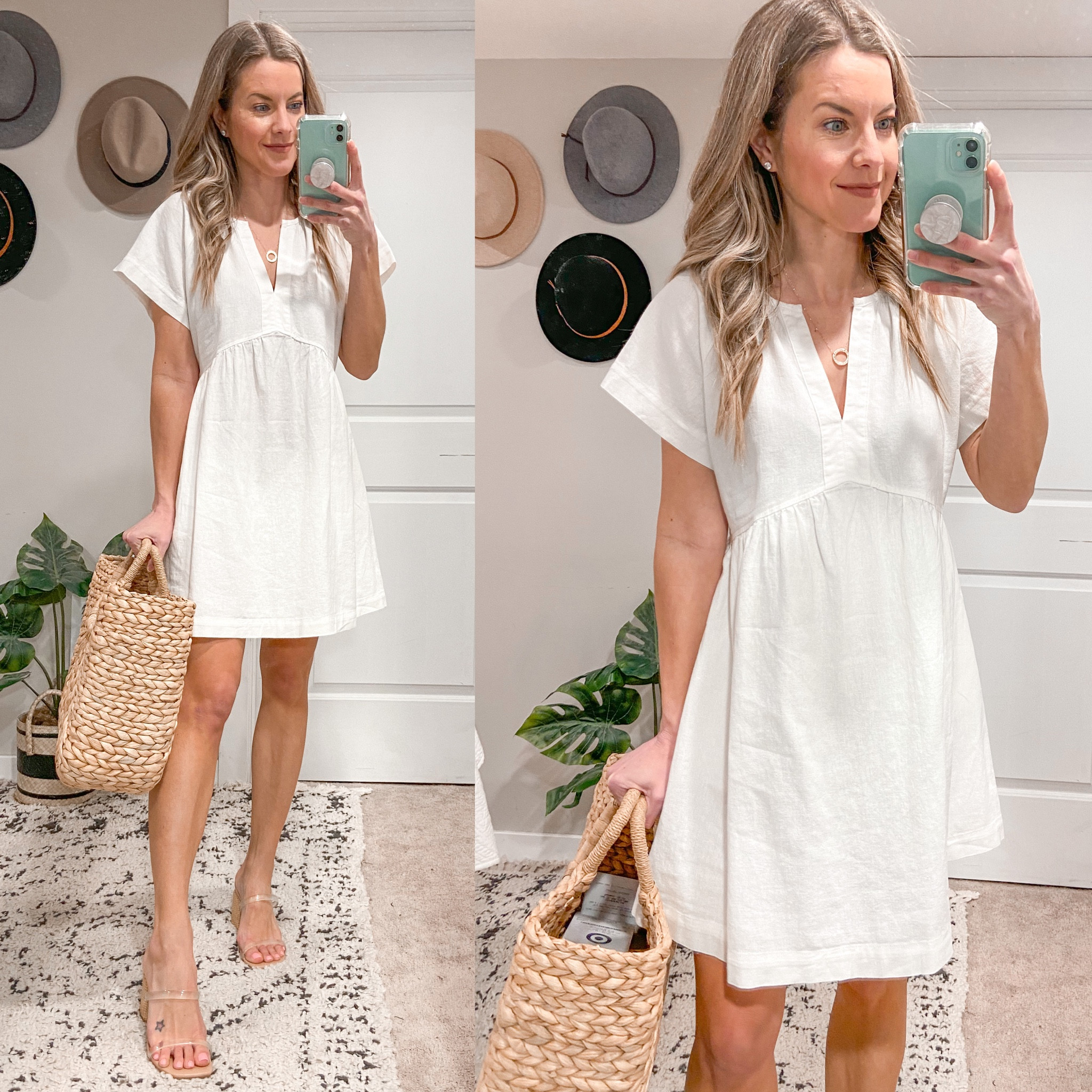 Target Spring Dresses
Linen V-Neck Babydoll Dress
(Comes in more colors)
Styled with:
Clear Strap Heeled Sandals
Straw Tote Beach Handbag

#LTKstyletip #LTKSeasonal #LTKunder50