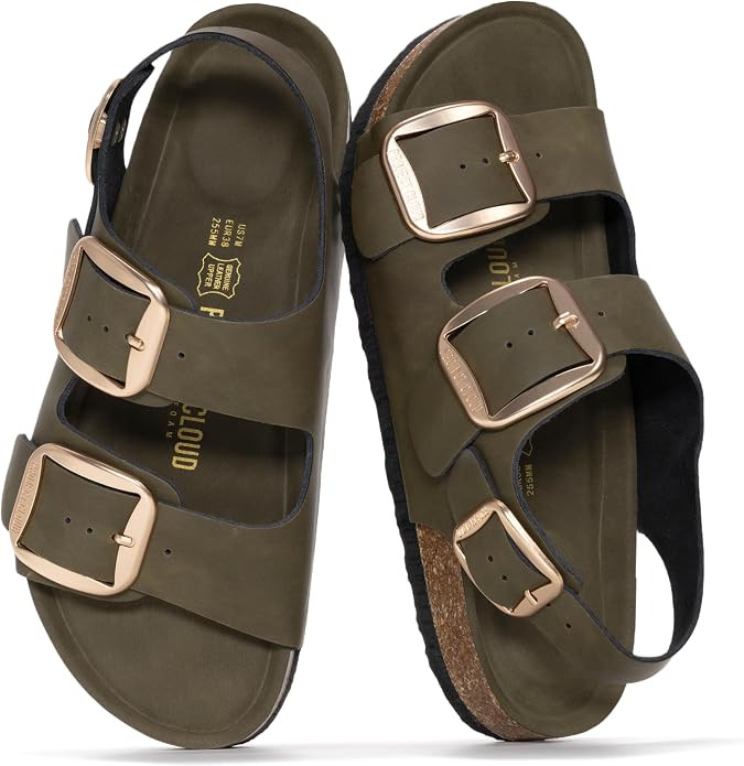 Project Cloud 100% Genuine Leather Ankle Strap Footbed Sandal with Lightweight & Comfortable Walk... | Amazon (US)