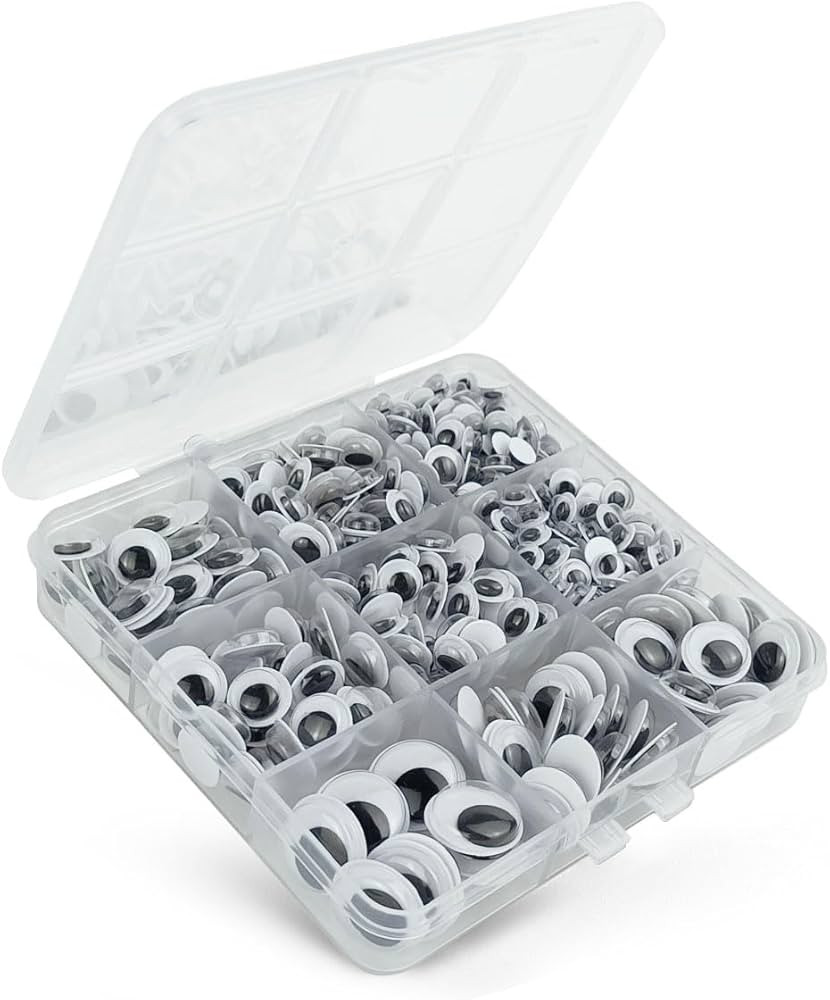520 Pcs Wiggle Googly Eyes with Self-Adhesive, 6mm 8mm 10 mm 12mm 15mm Mixed Packaging (Black and... | Amazon (US)
