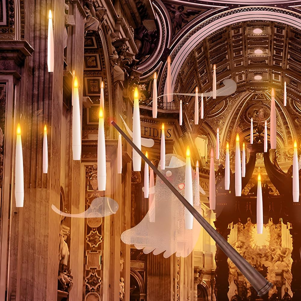 Halloween Decorations, 20 PCs Floating Candles with Wand Magic Hanging Candles, Flickering Warm L... | Amazon (US)