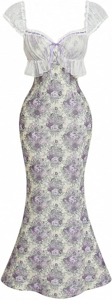 GORGLITTER Women's Lace Floral Tea Party Vintage Maxi Dress Summer Graduation Cocktail Wedding Gu... | Amazon (US)
