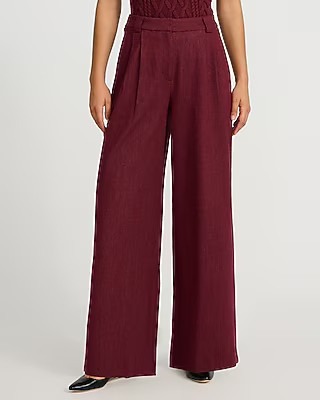 Heathered Stretch Twill High Waisted Relaxed Trouser | Express