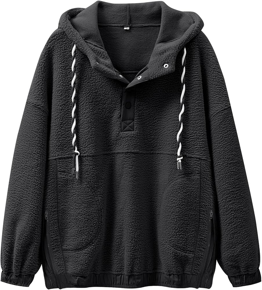 ANRABESS Womens Sherpa Fuzzy Fleece Hoodie Oversized Sweatshirt Cozy Button Sweater Pullover with... | Amazon (US)