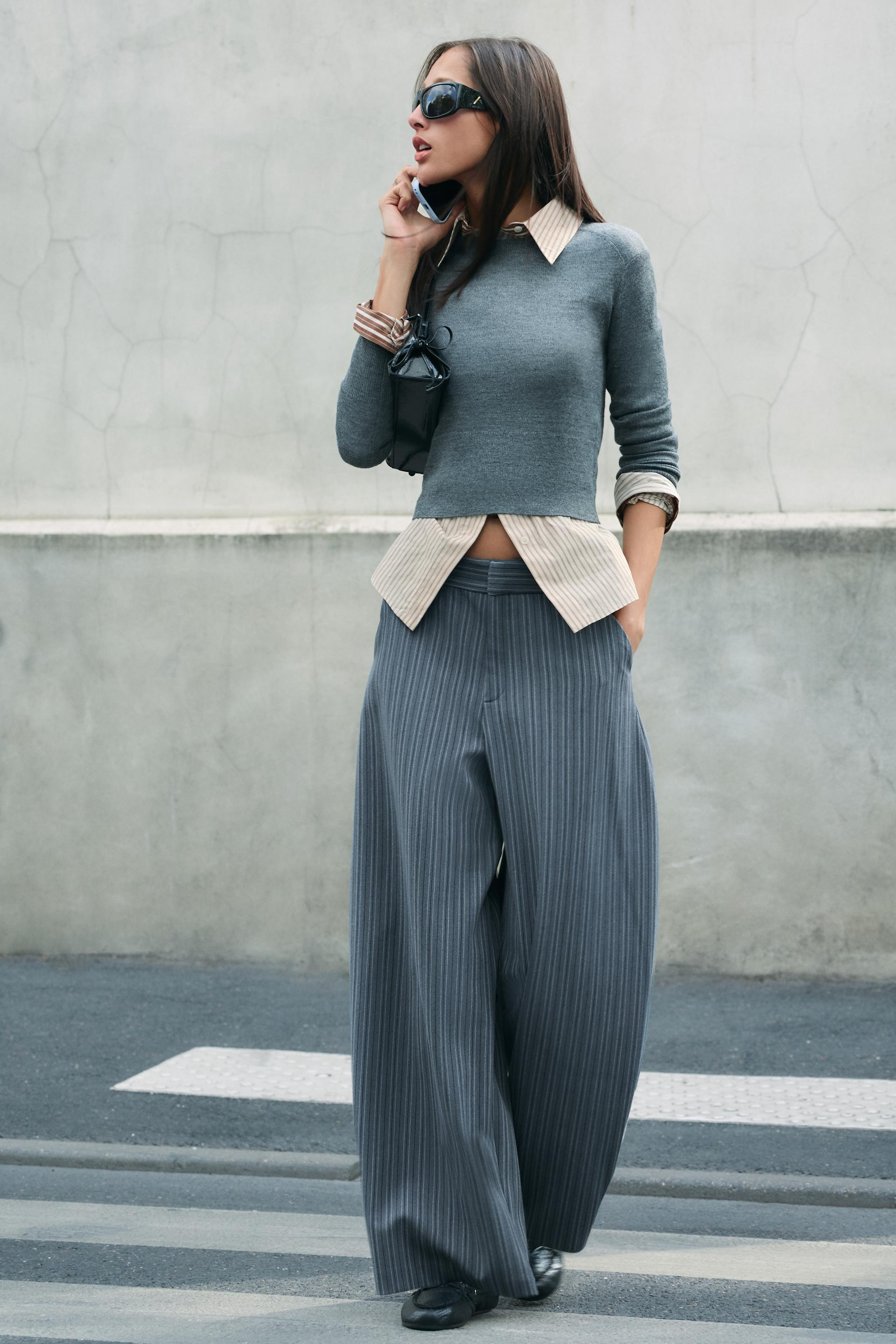 Zara - Faux Leather Balloon Pants - Light Blue - Xl - Woman | Zara US