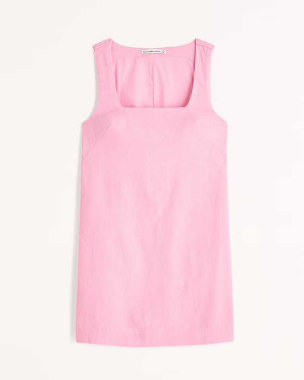 Linen-Blend Wide Strap Mini Dress | Abercrombie & Fitch (US)