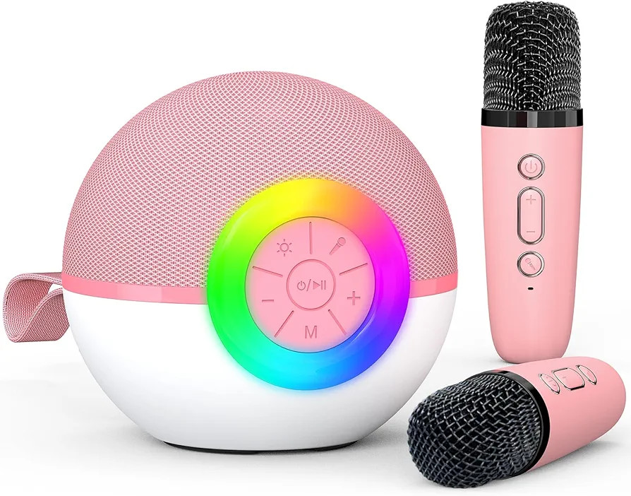 Karaoke Microphone Machine Toys for Kids Adults, Mini Portable Bluetooth Speaker with 2 Wireless ... | Amazon (US)