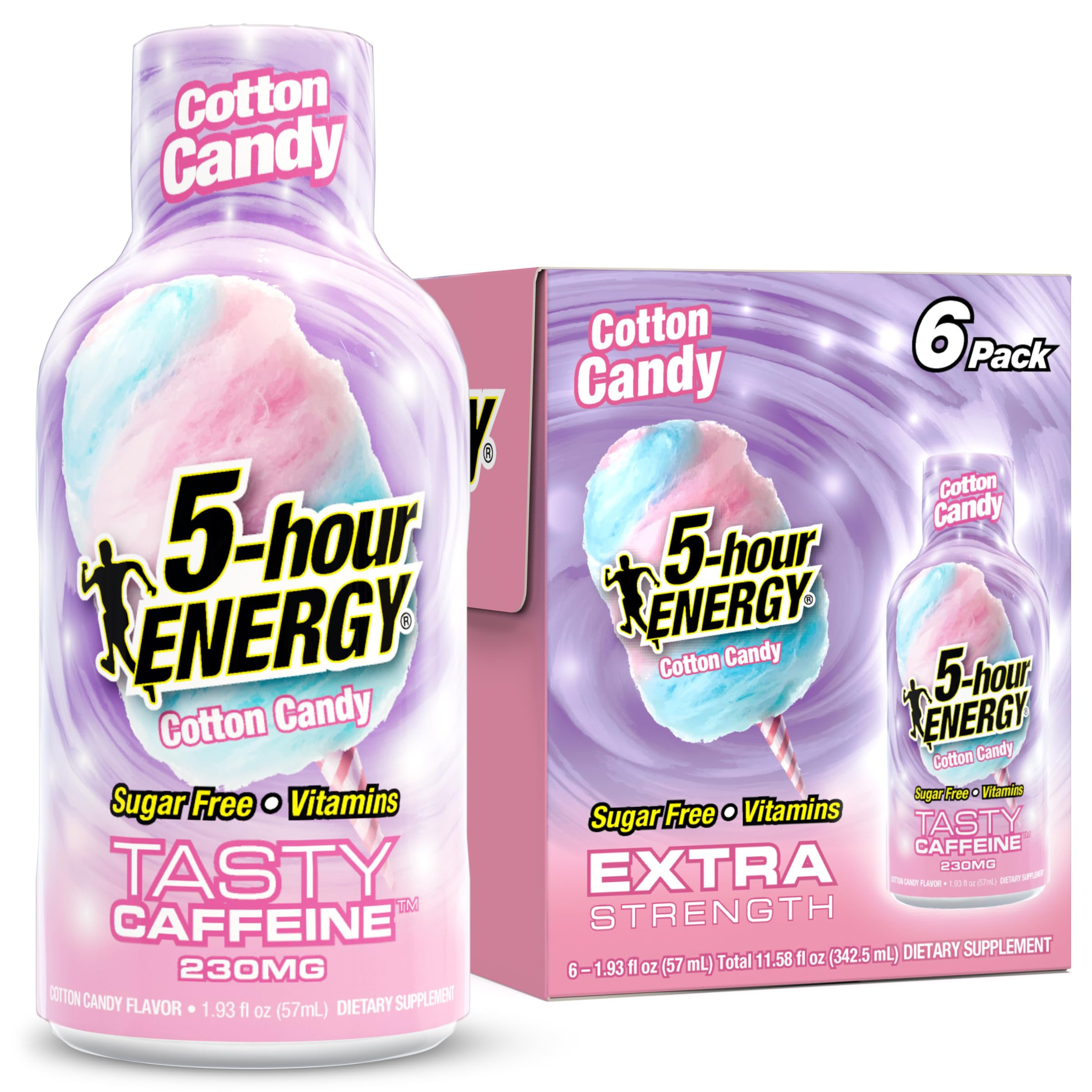 5-hour ENERGY Extra Strength Shots, Cotton Candy Flavor, 1.93 Fl Oz, Pack of 6 | Amazon (US)
