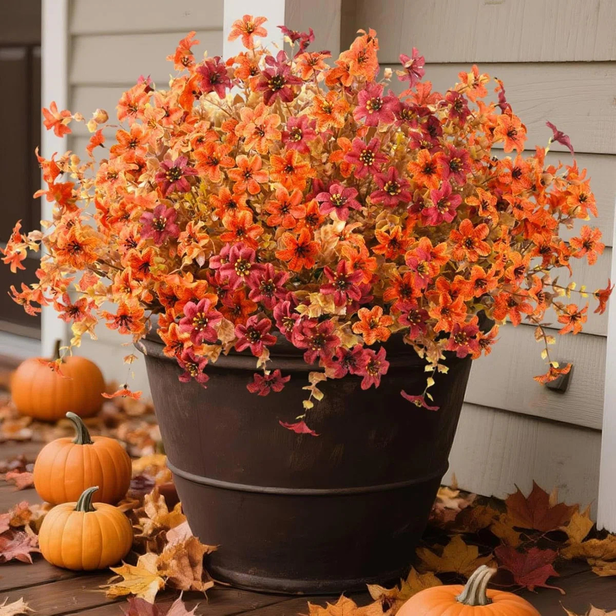 Artificial Mums Fake Fall Flowers For Outdoors Decoration 12 Bundles Realistic Autumn Silk Daisy ... | Wayfair North America