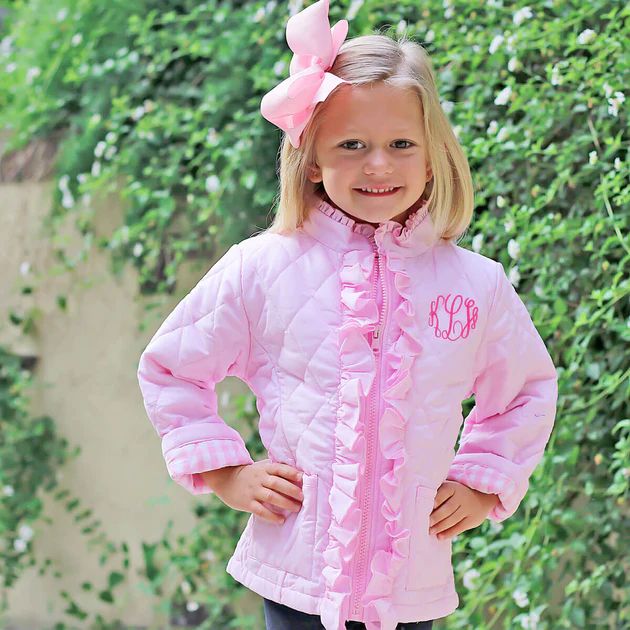 Solid Pink Quilted Ruffle Coat | Classic Whimsy