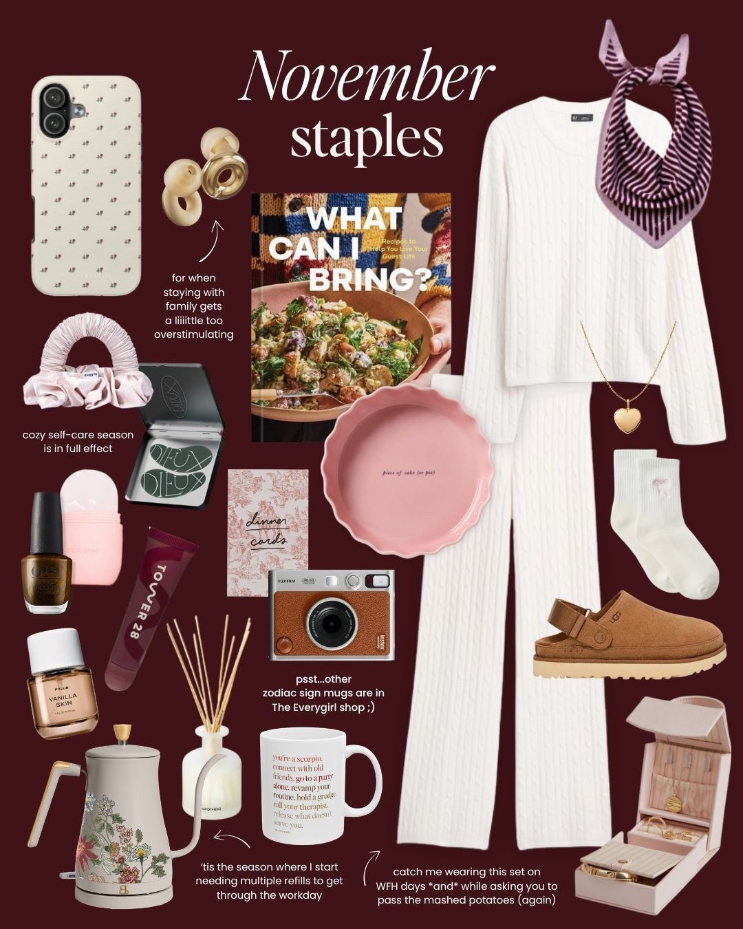 and here's part of the caption:

Let's get cozy, Everygirls! 🍂☕️🧦 This month, we're leaning into giving, gathering, and getting extra cozy. If you needed permission to slow down without guilt, this is it. From cozy nights in to low-key dinner parties, this is the season to savor all the little moments that make life a little sweeter.

#LTKFindsUnder100 #LTKSeasonal #LTKHoliday