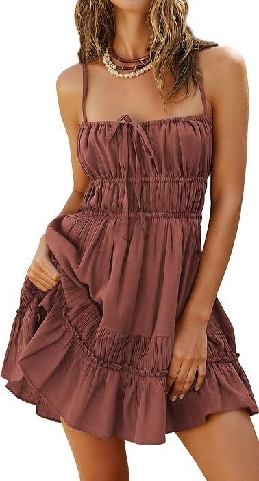 Kate Kasin Womens Sleeveless Mini Dress, Beach Vacation Flowy Sundress | Amazon (US)