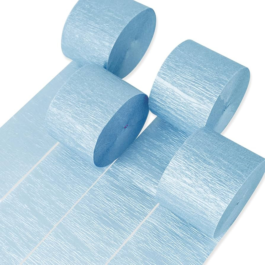 PartyWoo Blue Crepe Paper Streamers 4pcs 328ft Pack of Pearl Blue Crepe Paper Streamers for Birth... | Amazon (US)