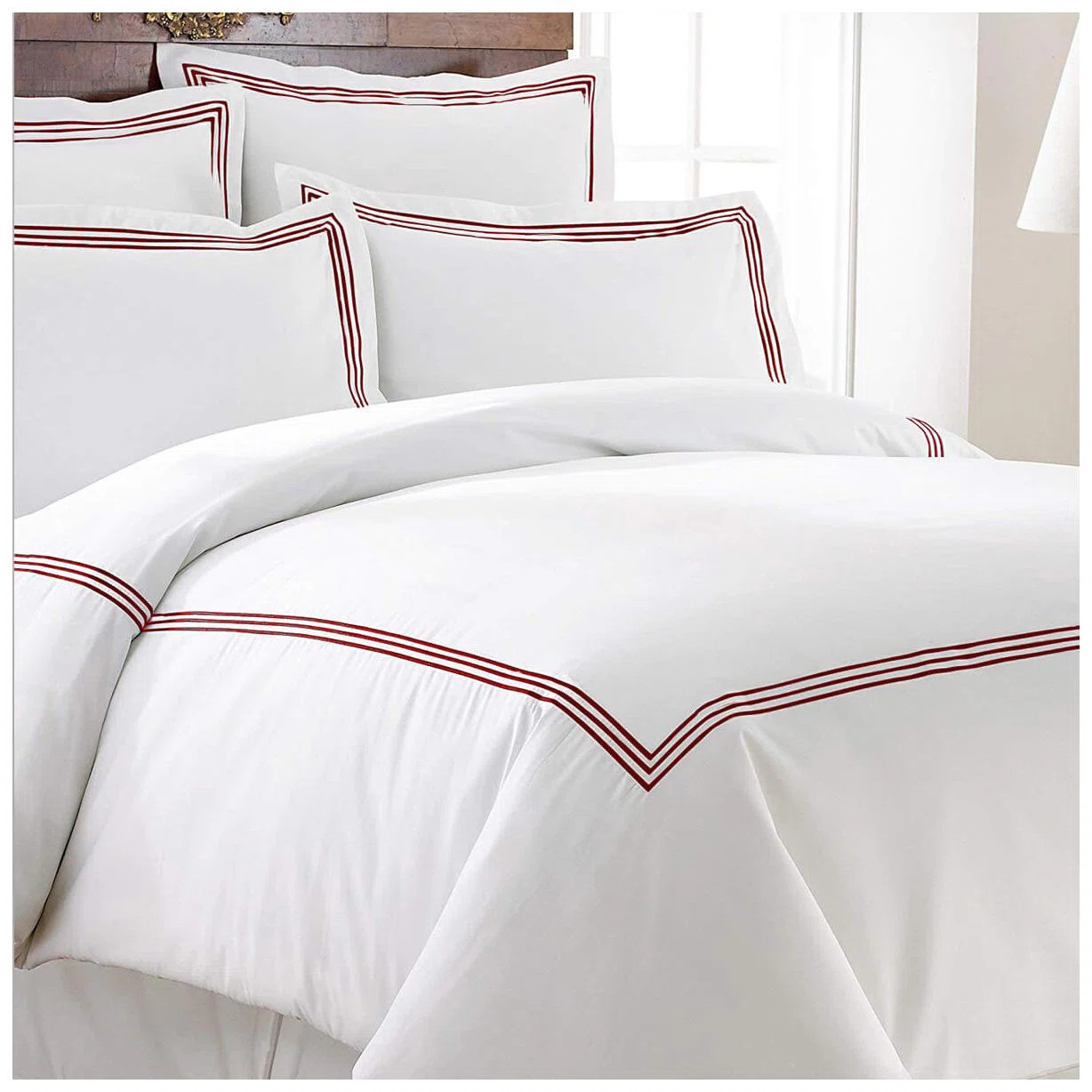 400TC Cotton Triple Embroidery Sateen Solid Duvet Cover Set | Wayfair North America