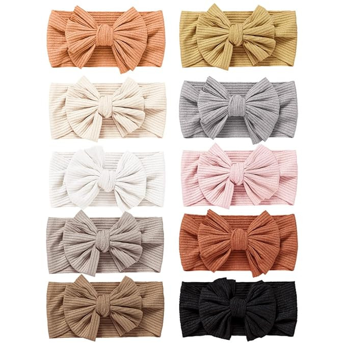 Niceye Pack of 10, Baby Girls Headbands Hair Bows Stretchy Nylon Hairbands for Newborn Infant Tod... | Amazon (US)