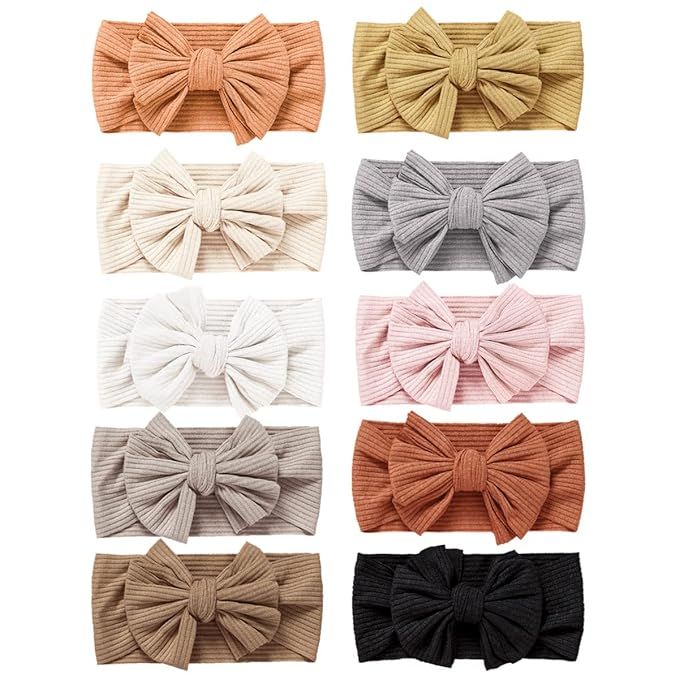 Pack of 10, Baby Girls Headbands with Bows Handmade Hair Accessories Stretchy Hairbands for Newbo... | Amazon (US)