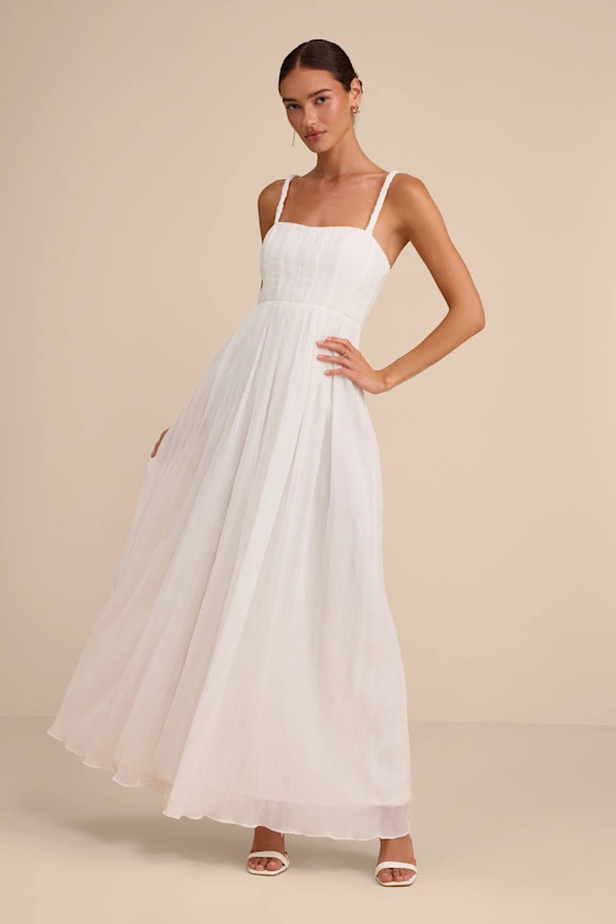 Alana White Textured Sleeveless Maxi Dress | Bride To Be | White Wedding Dress | Lulus
