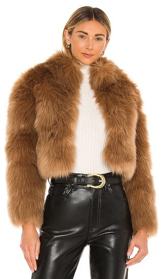 Tatiana Faux Fur Jacket in Tan | Revolve Clothing (Global)