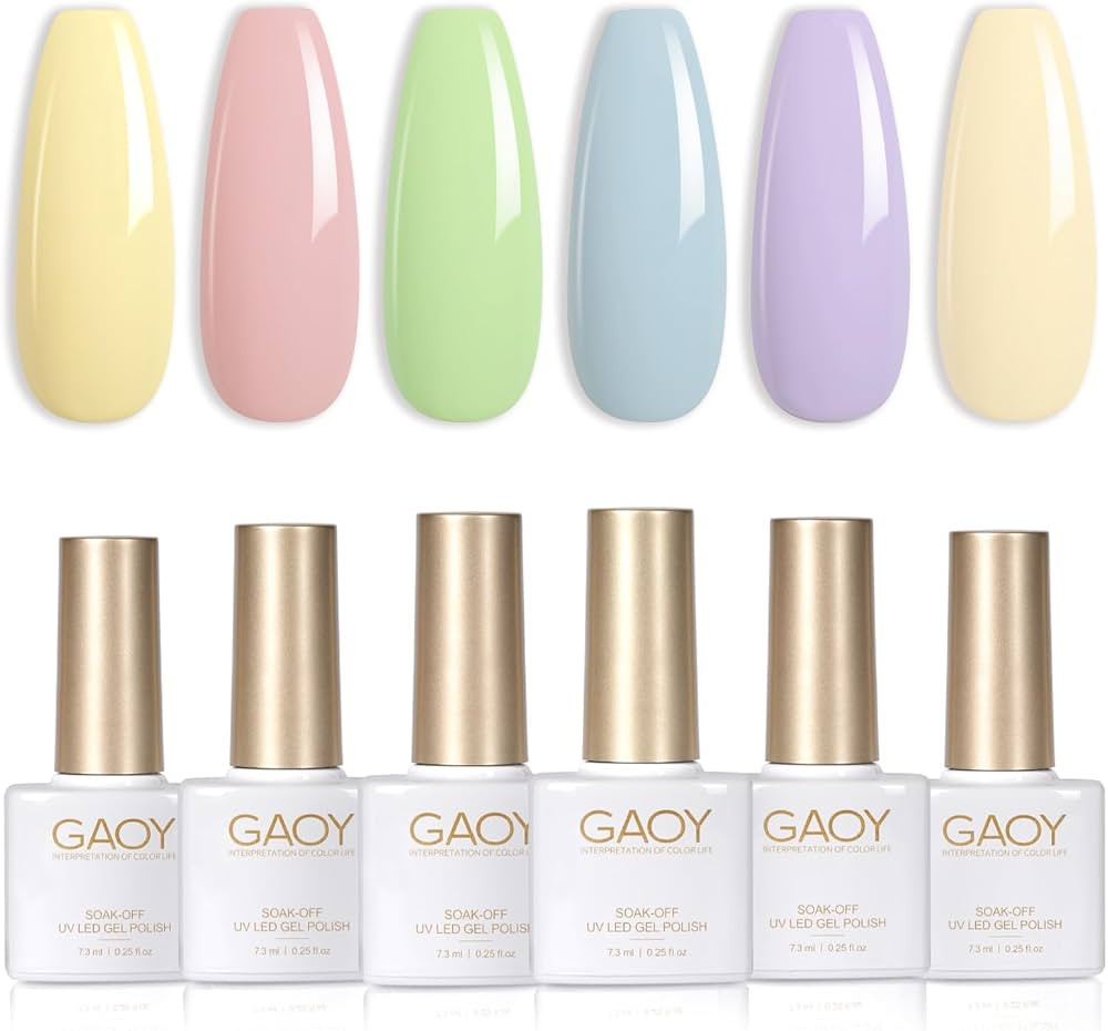 GAOY Pastel Green Purple Gel Nail Polish Set, 6 Colors Nude Pink Blue Soak Off Gel Polish Kit for... | Amazon (US)