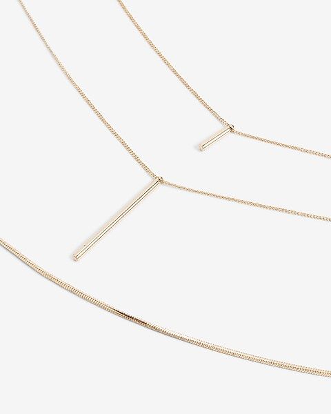 3 Row Layered Y Bar Necklace | Express