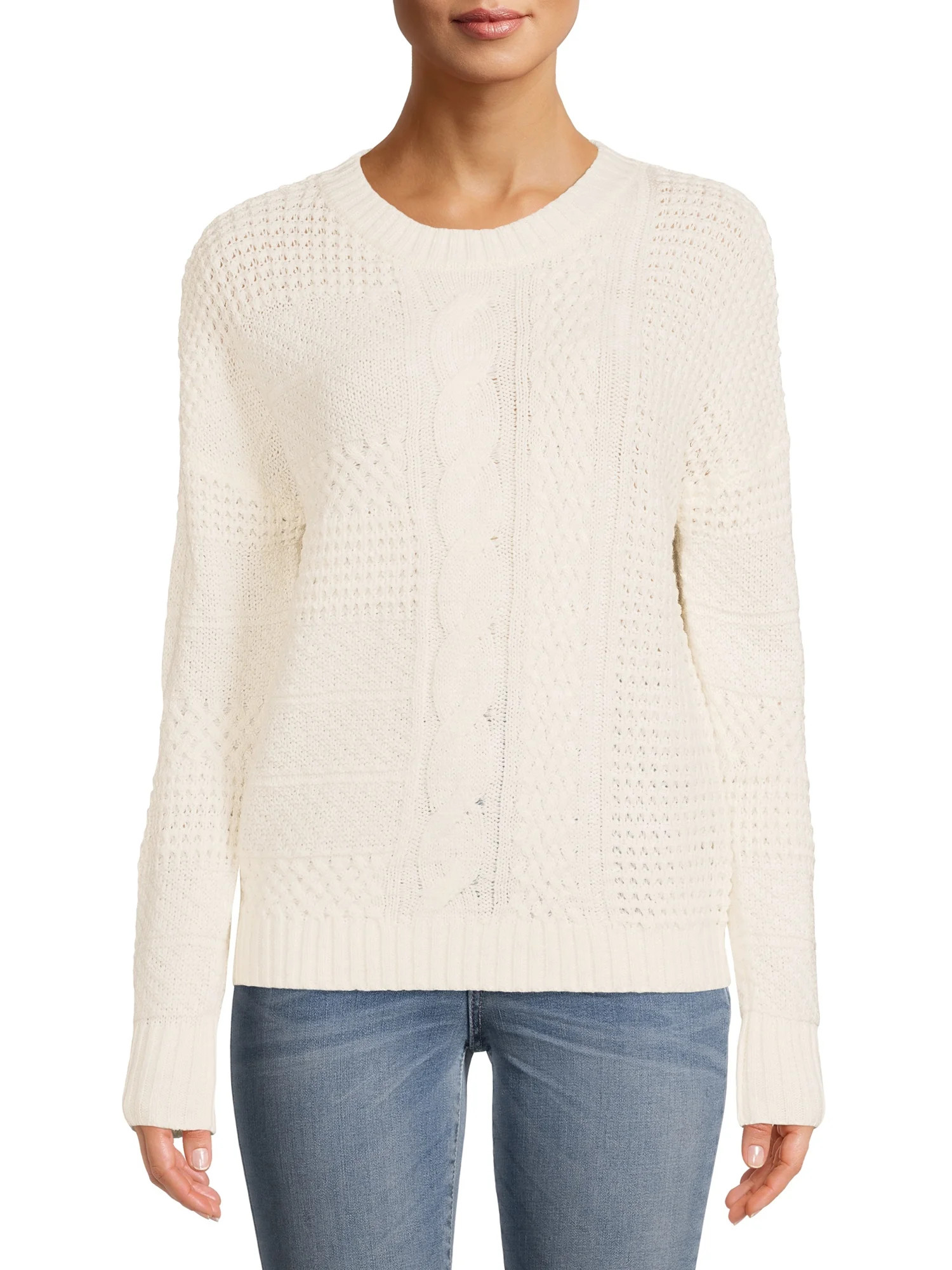 Time and Tru Women's Mix Stitch Sweater | Walmart (US)