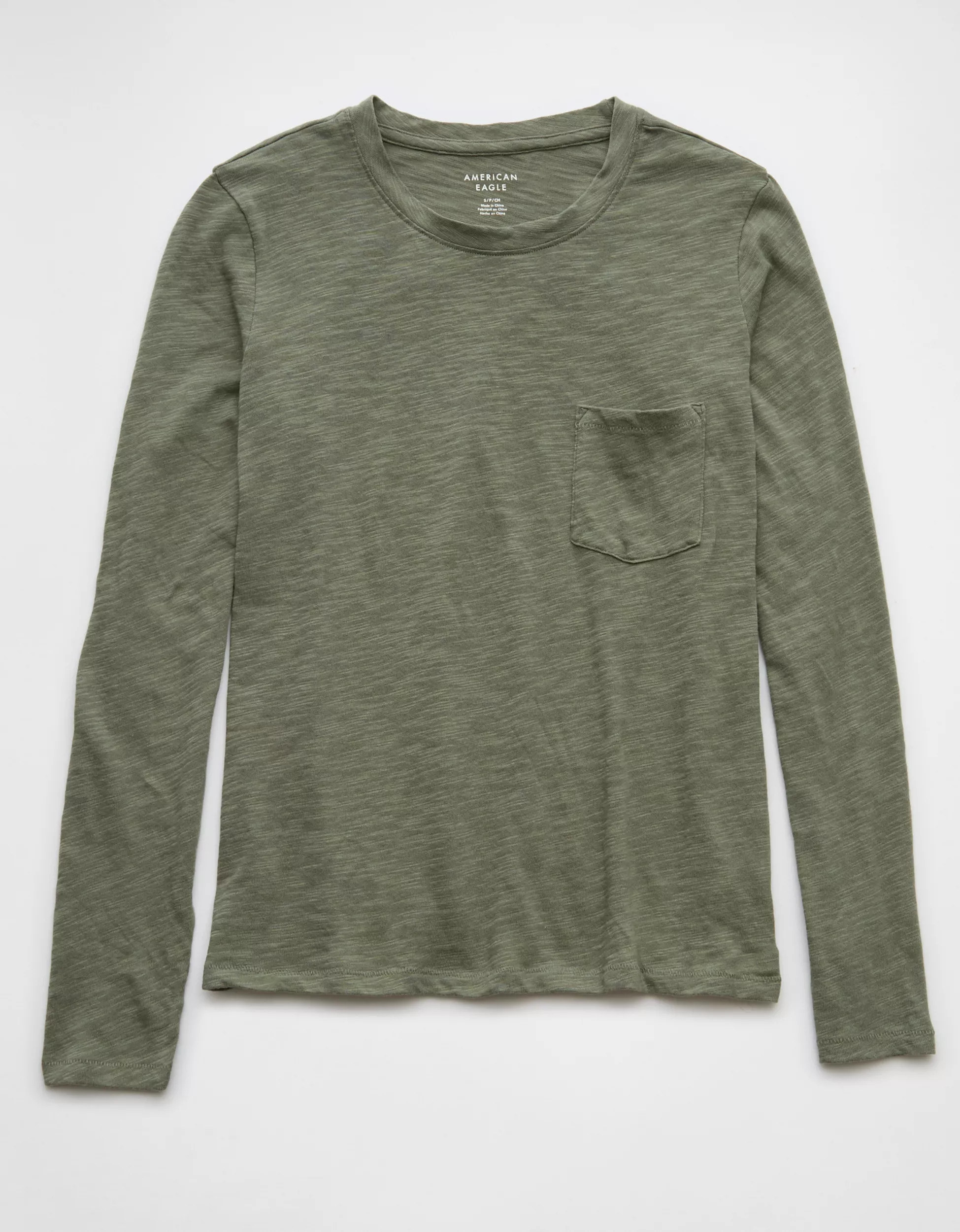 AE Long-Sleeve Pocket T-Shirt | American Eagle Outfitters (US & CA)