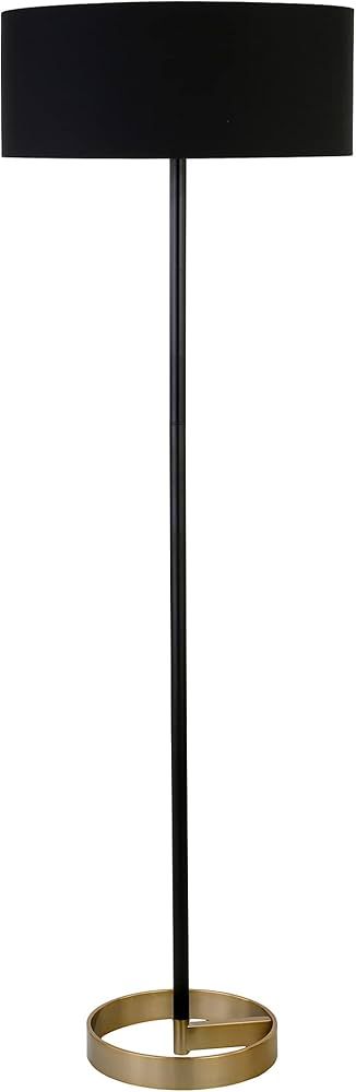 Henn&Hart Estella Two-Tone Floor Lamp with Fabric Shade in Matte Black/Brass/Black, 62" Tall | Amazon (US)