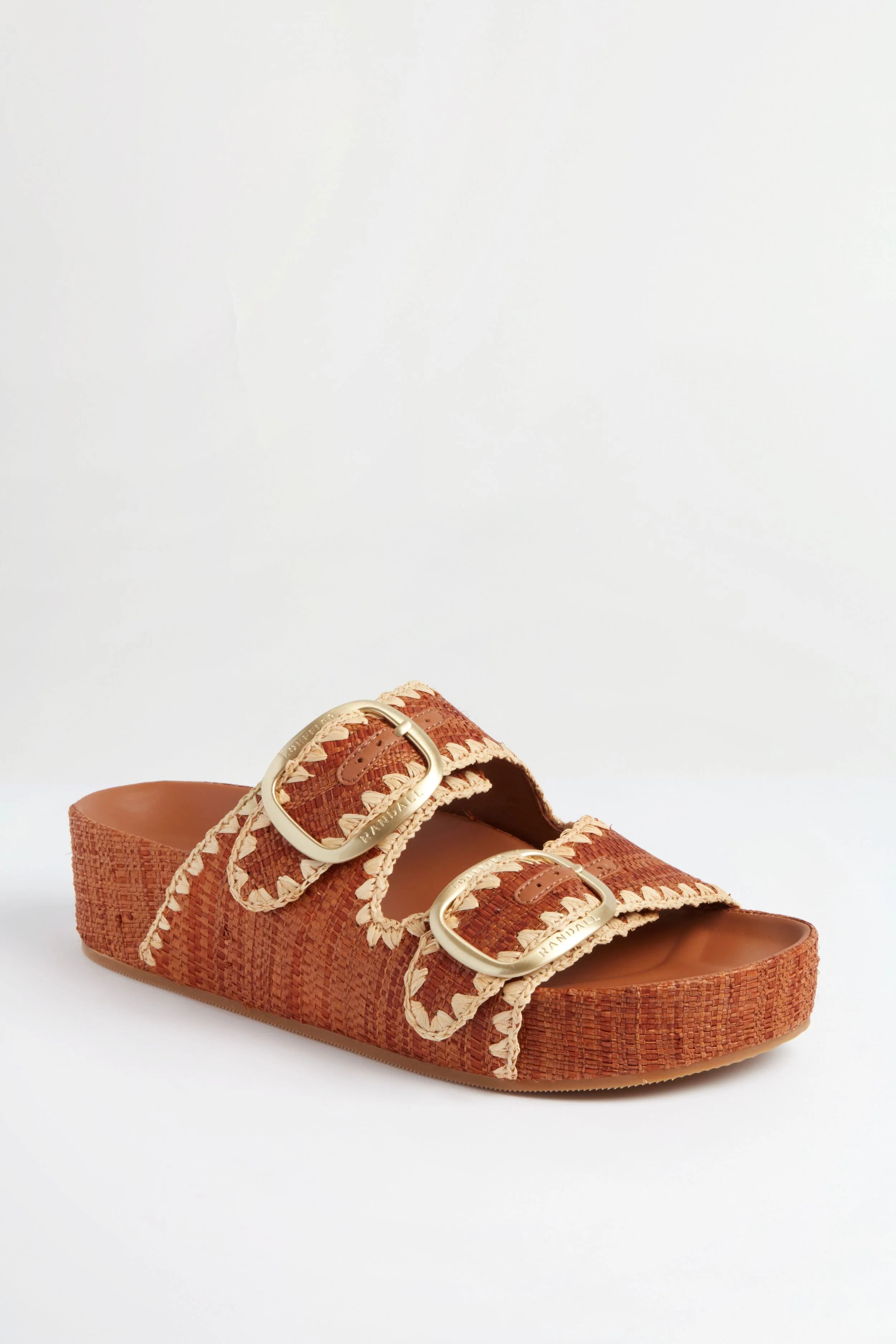 Brown Straw Theo Two Band Sandals | Tuckernuck (US)