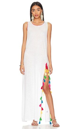 Stephanie Tassel Slit Dress in White | Revolve Clothing (Global)