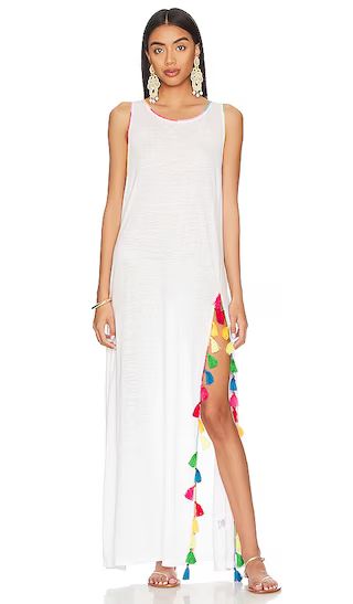 Pitusa Stephanie Tassel Slit Dress in White. - size XS/S (also in M/L) | Revolve Clothing (Global)