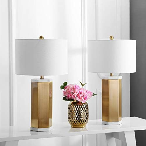 SAFAVIEH Lighting Collection Alya White/ Brass Gold 28-inch Bedroom Living Room Home Office Desk Nig | Amazon (US)