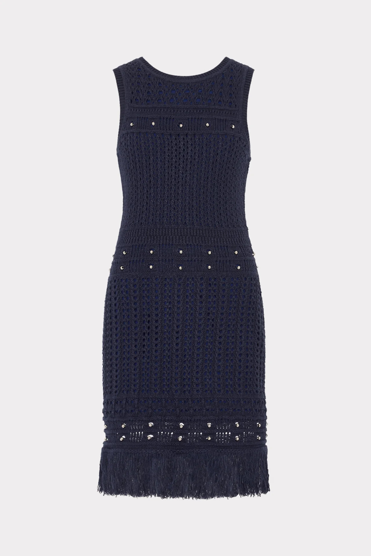 Beaded Fringe Knit Shell Dress | MILLY