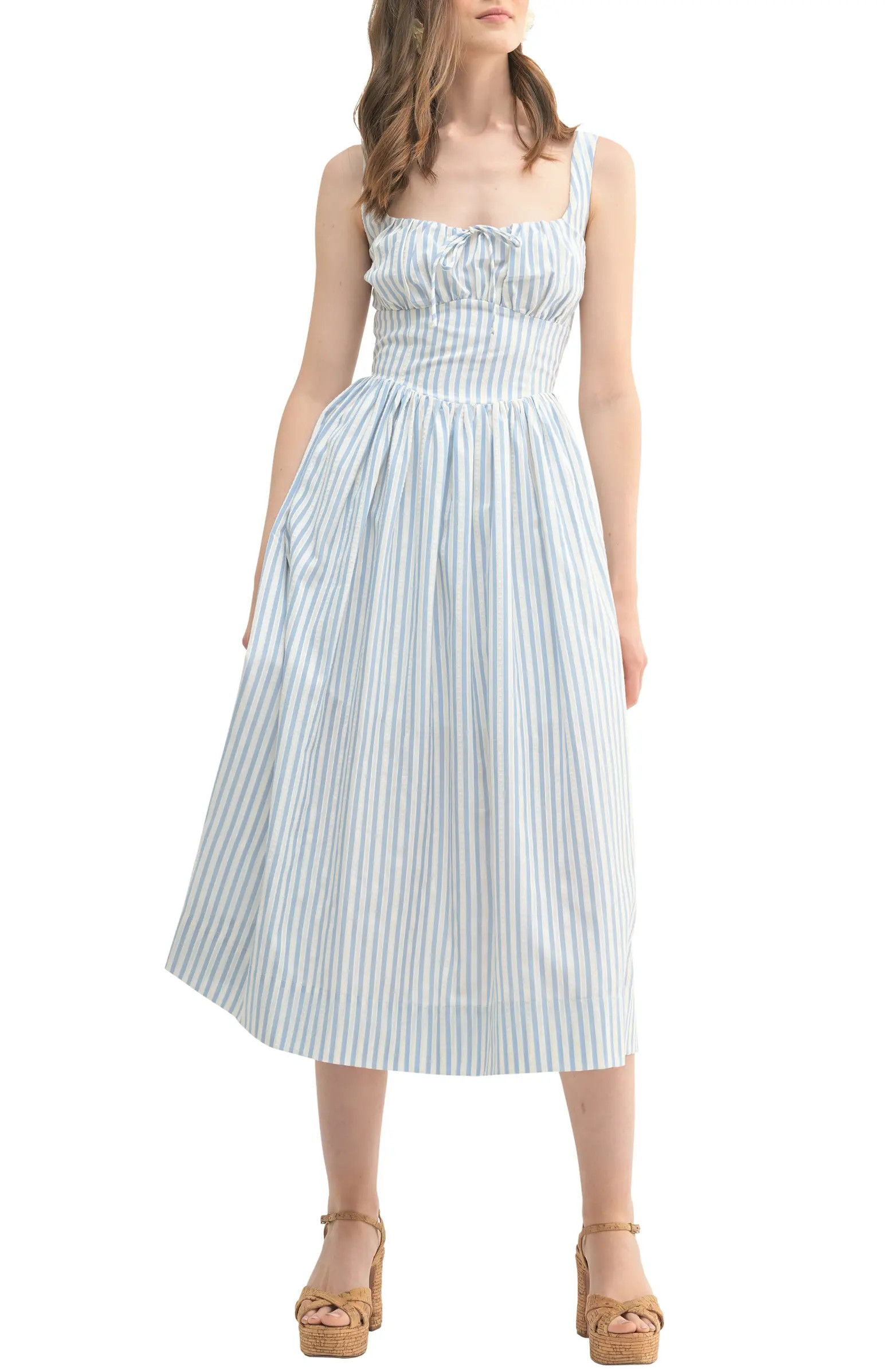 All in Favor Textured Stripe Cotton Blend Sundress | Nordstrom | Nordstrom